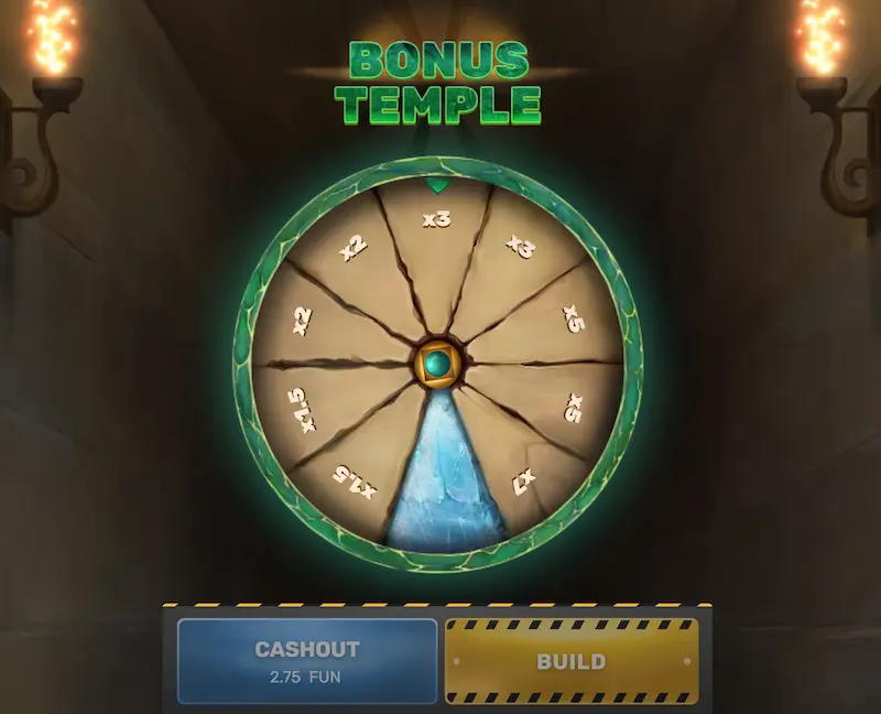 Tower Rush game Temple Floor bonus - multiplied winnings