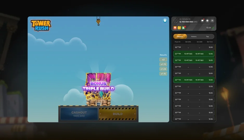 Tower Rush game gameplay screenshot showing floor stacking